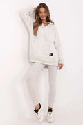Ensemble mode femme sweat capuche legging gris clair coton polyester confort style décontracté sportswear