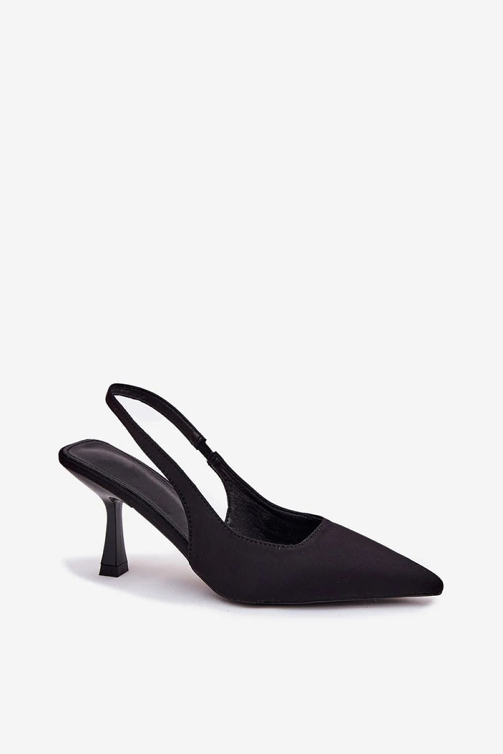 Sandales à talons aiguille élégantes style slingback bout pointu cuir artificiel noir femmes confort soirées cérémonies
