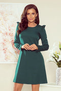Robe élégante femme tissu doux vert émeraude manches longues confortable style chic événements spéciaux