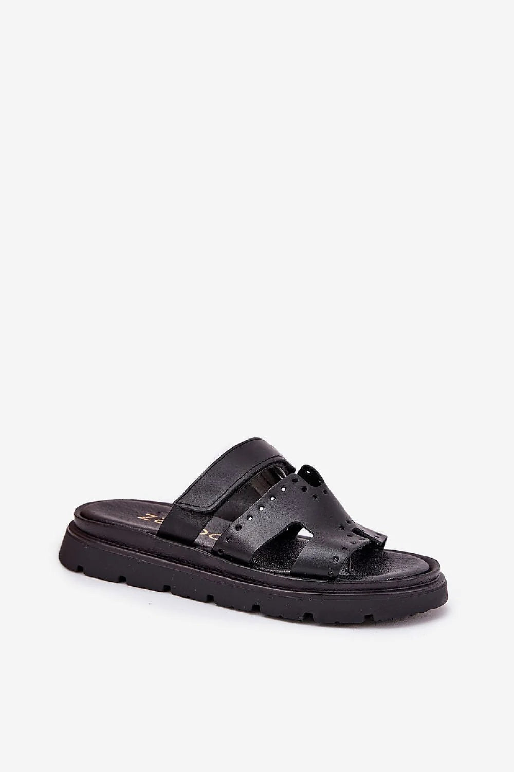 Sandales pour femme style moderne ouvertes cuir noir haute qualité confortable plateforme 3 cm occasions多种