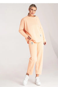 Ensemble Figl pour Femme, Sweat-shirt et Pantalon en Coton 80% Polyester 20%, Style Casual-Chic, Taille Élastique, Idéal pour les Jours de Détente