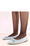 ballerines femme Solea denim toile bleu clair bout carré nœud délicat œillets métalliques semelle plate intérieure cuir confortables