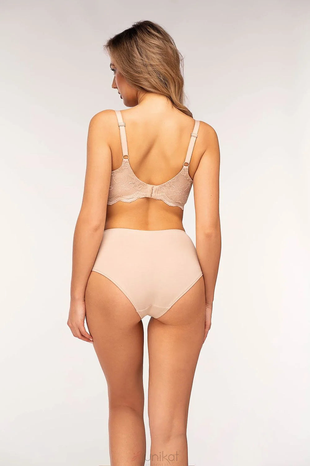 ensemble lingerie unikat moderne minimaliste microfibre douce extensible dentelle florale transparente beige confortable élégante quotidienne soutien gorge culotte mi haute