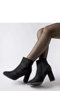 Bottines noires élégantes à talon épais cuir velouté cheville montante fermeture éclair femme occasionnels soirée quotidien haute qualité