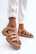 Sandales Step in style sandales modernes gladiateur plateforme épaisse couleur beige matériau simili-cuir confort urbain style décontracté
