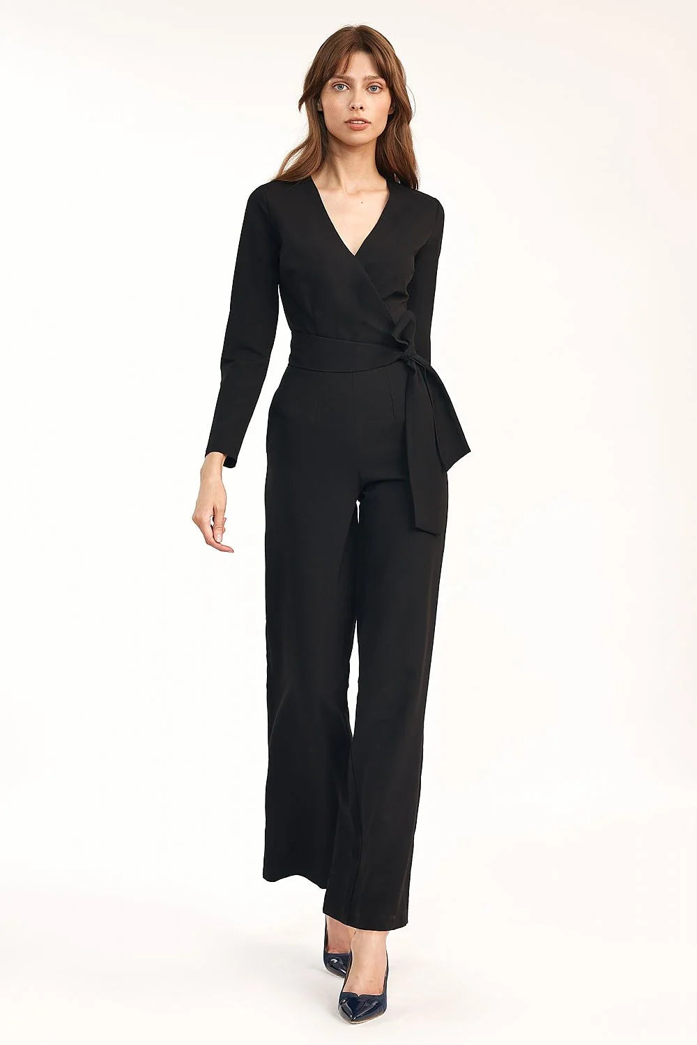 Combinaison fluide vert émeraude chic ceinture nouée jambes larges élégance moderne pour femmes sophistiquées