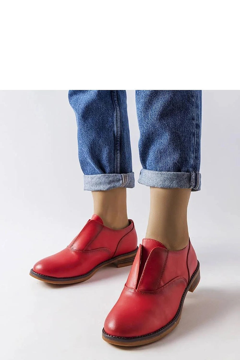 Mocassins basses pour femmes en cuir rouge Derby classique mode élégance style moderne occasion quotidienne talon bas