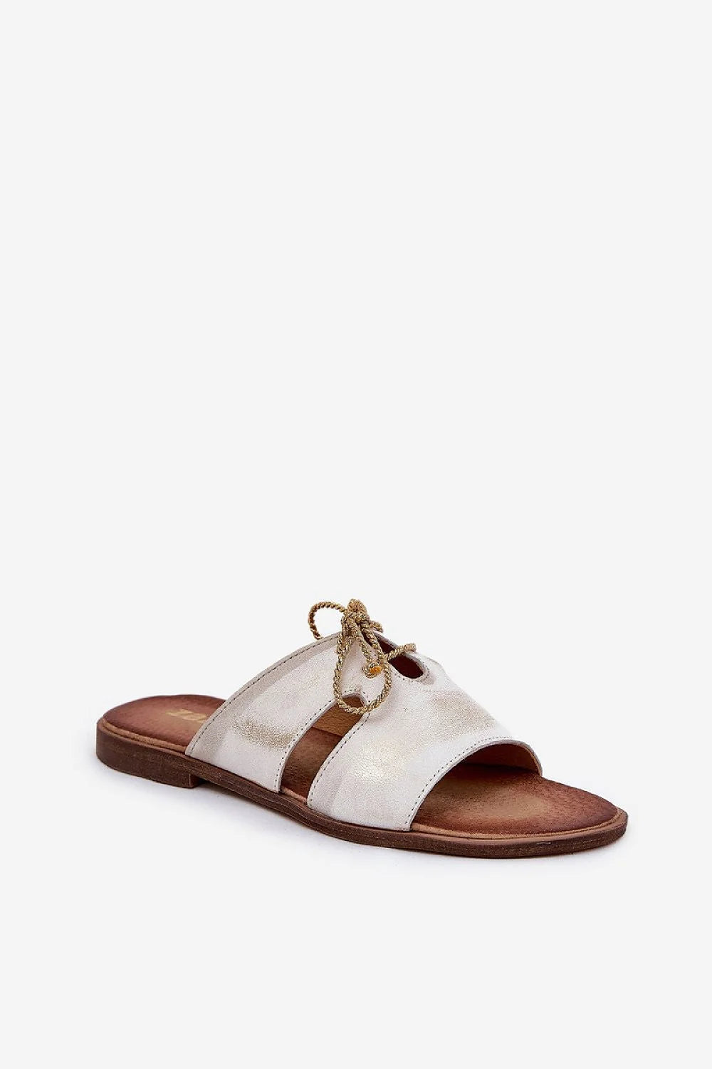 Sandales pour femmes cuir naturel doré style ouvert minimaliste été talon plat confortable élégance plage occasion décontractée