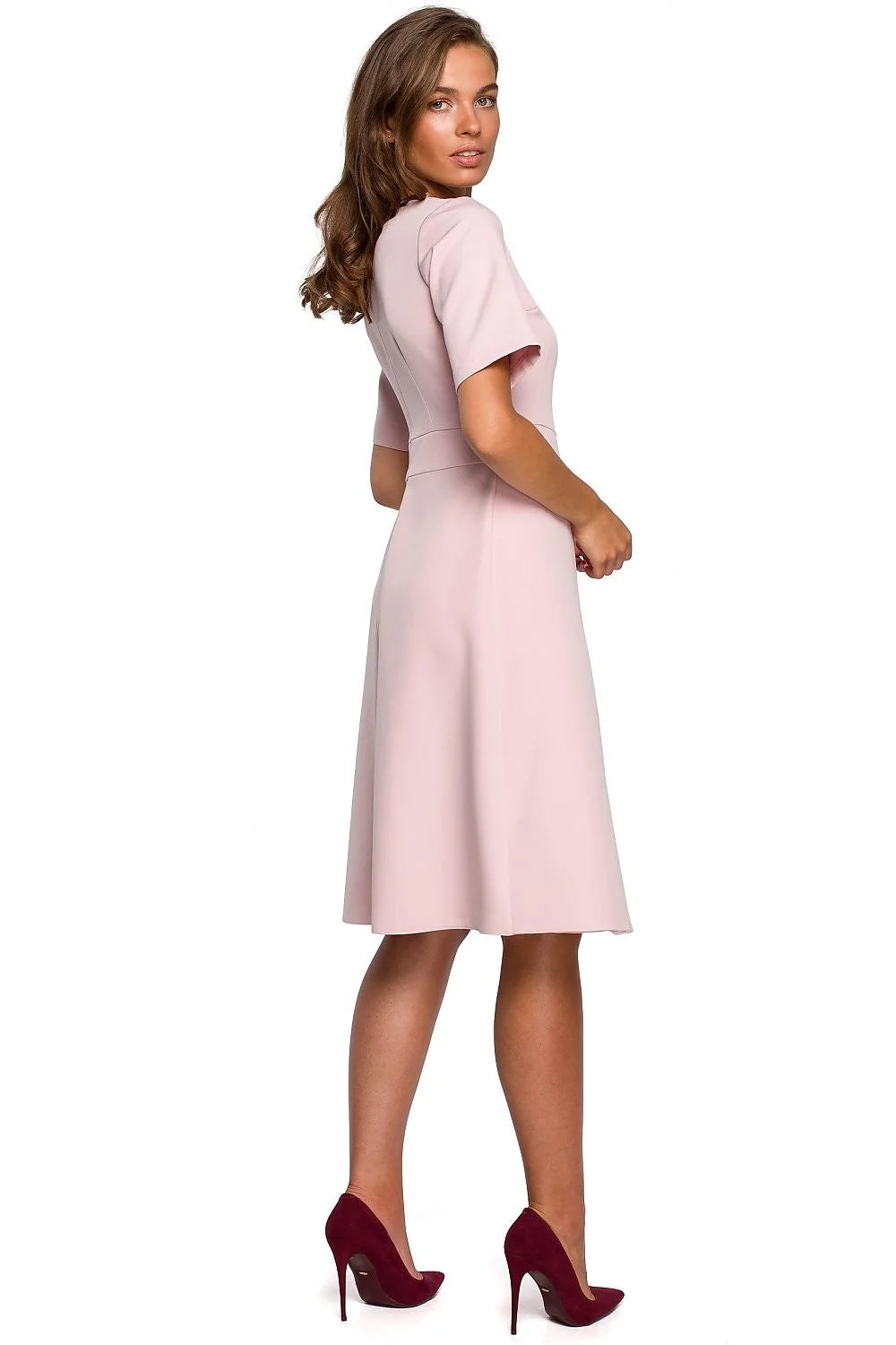 Robe élégante polyester rouge vif fit and flare manches mi-longues pour occasions formelles féminines