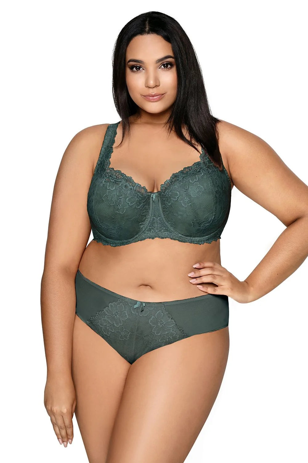 Culottes femelles élégance sophistication dentelle vert olive matériau doux confort taille ajustable maintien optimal