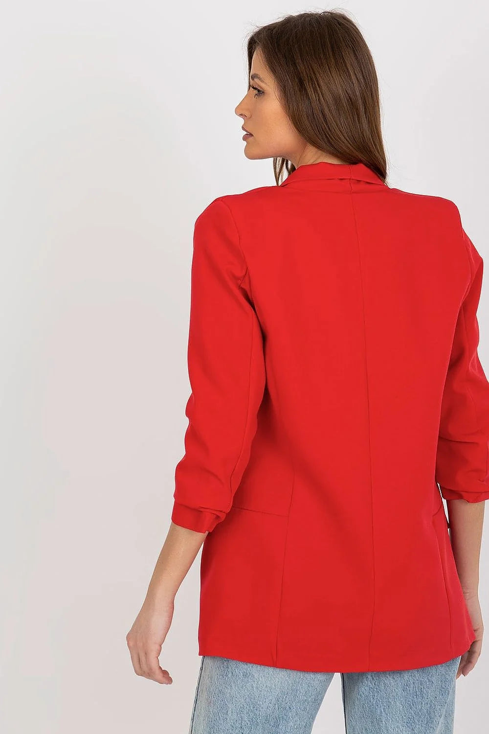 Blazer pour femme rouge vif ajusté manches longues style moderne coupe élégante polyester 95% élasthanne 5% Vest Italy Moda