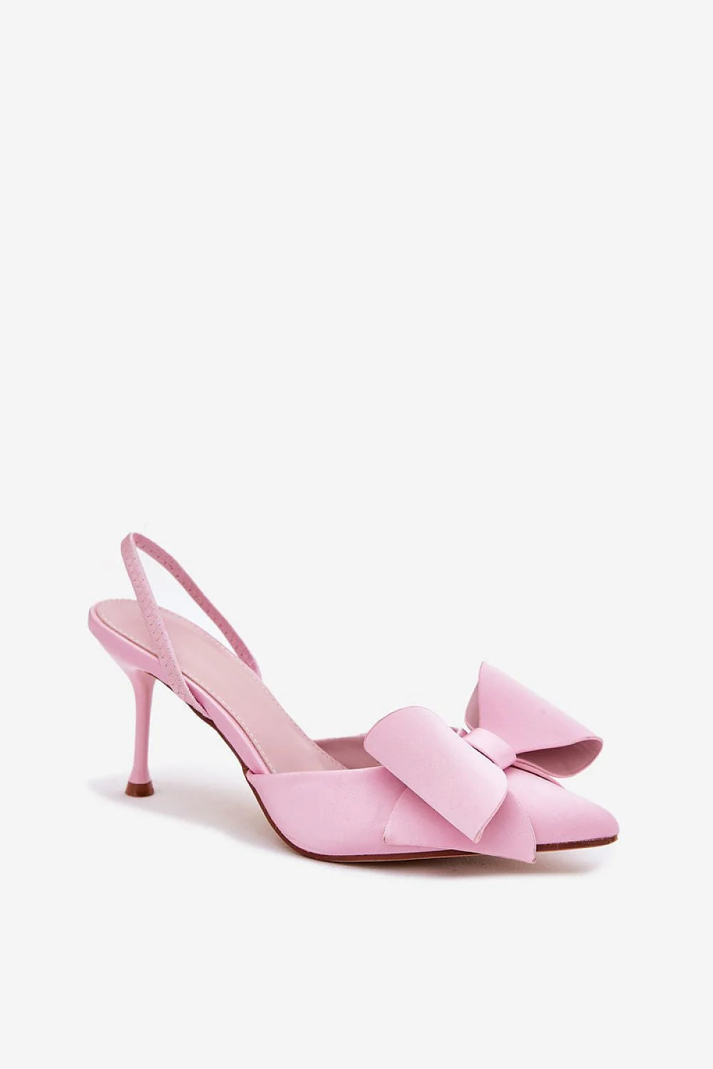 Escarpins femmes slingback talons hauts design raffiné nœud décoratif couleur rose pastel