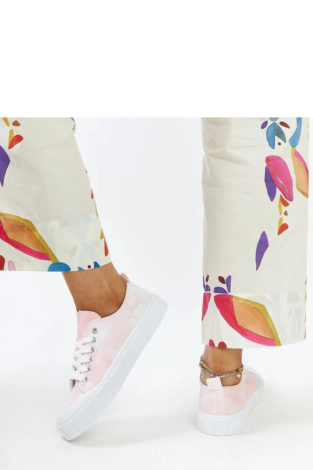 baskets Solea femme toile rose pâle marbré bout rond lacets blancs oeillets métalliques semelle plateforme épaisse antidérapante confortable bohème