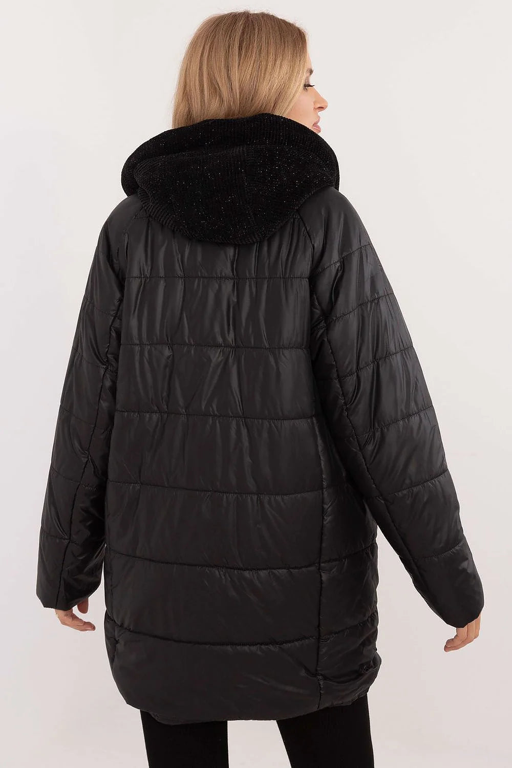 Veste pour femme longue ample velours côtelé fermeture éclair capuche matelassé polyester hiver printemps