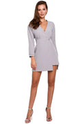 Robe longue en satin chic asymétrique manches longues élégante pour soirées cocktails femme sophistiquée