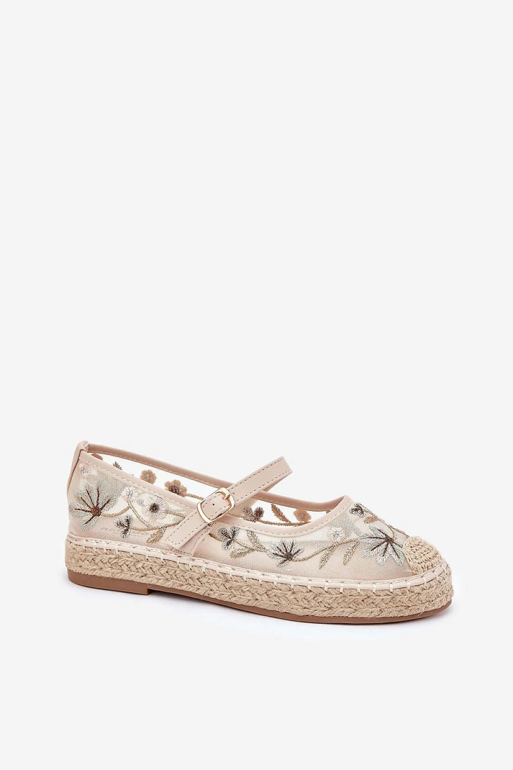 espadrilles femme mary jane bride réglable boucle dorée mesh broderie florale pastel semelle jute plateforme cuir suédé confortable bohème chic