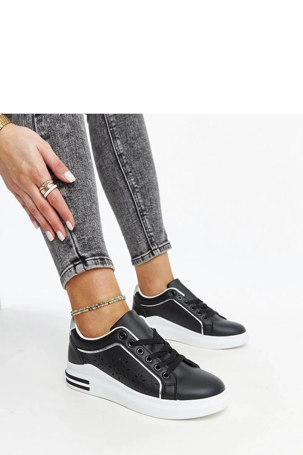 Baskets pour femmes élégantes modernes设计 classique noir blanc perforations paillettes confortable occasion quotidienne sortie soirée
