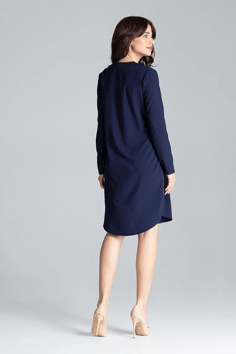 Robe chemisier femme élégante vert émeraude longues manches ceinture intégrée tissu fluide taille ajustable polyester elasthanne