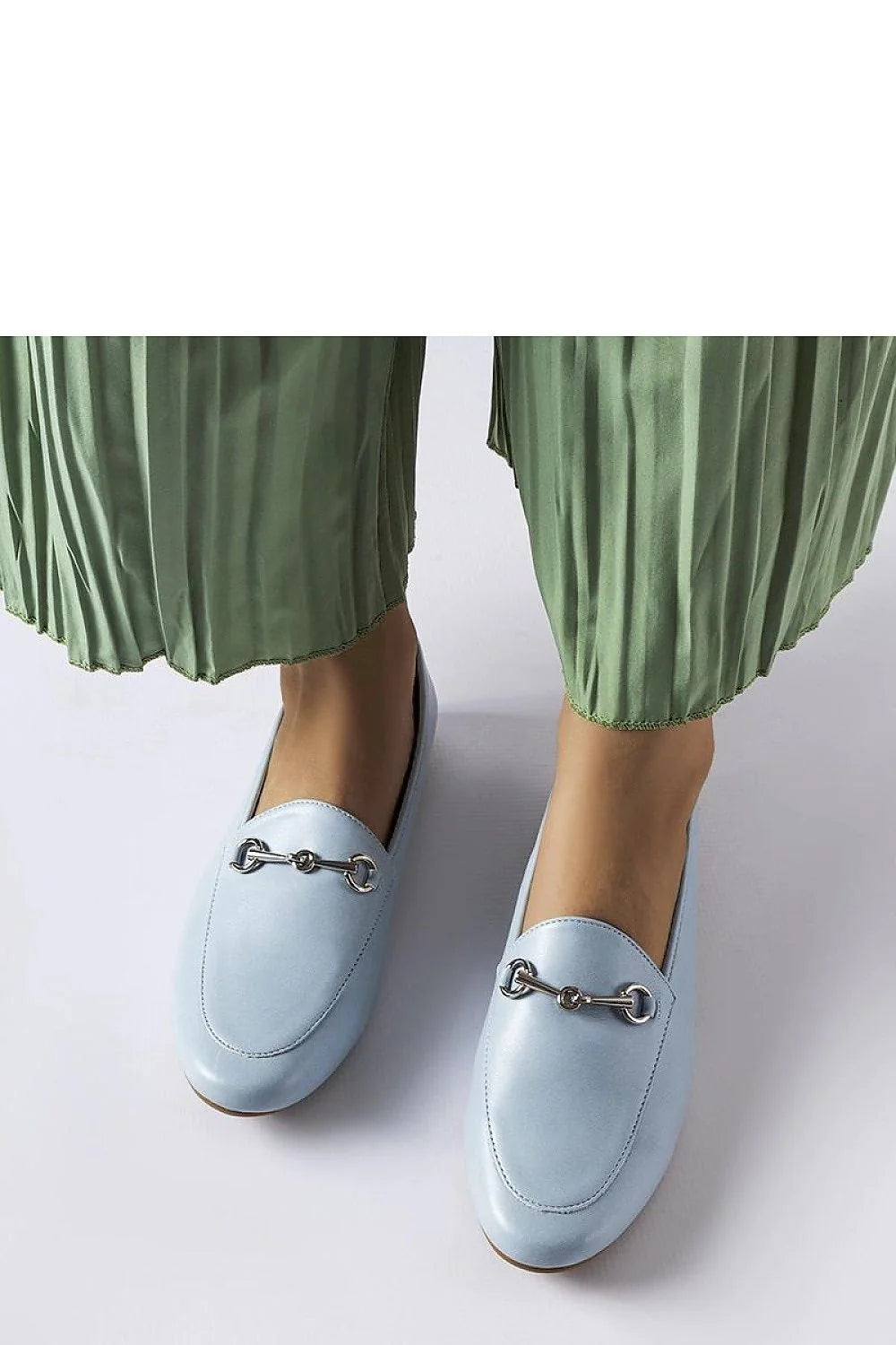 Moccasins Solea bleu clair cuir écolo bout rond style élégant facile à enfiler confortable femmes occasion quotidienne