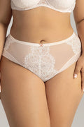 culotte Ava grande taille haute tulle nude rosé dentelle florale blanche semi transparente résille extensible couvrante nœud satiné