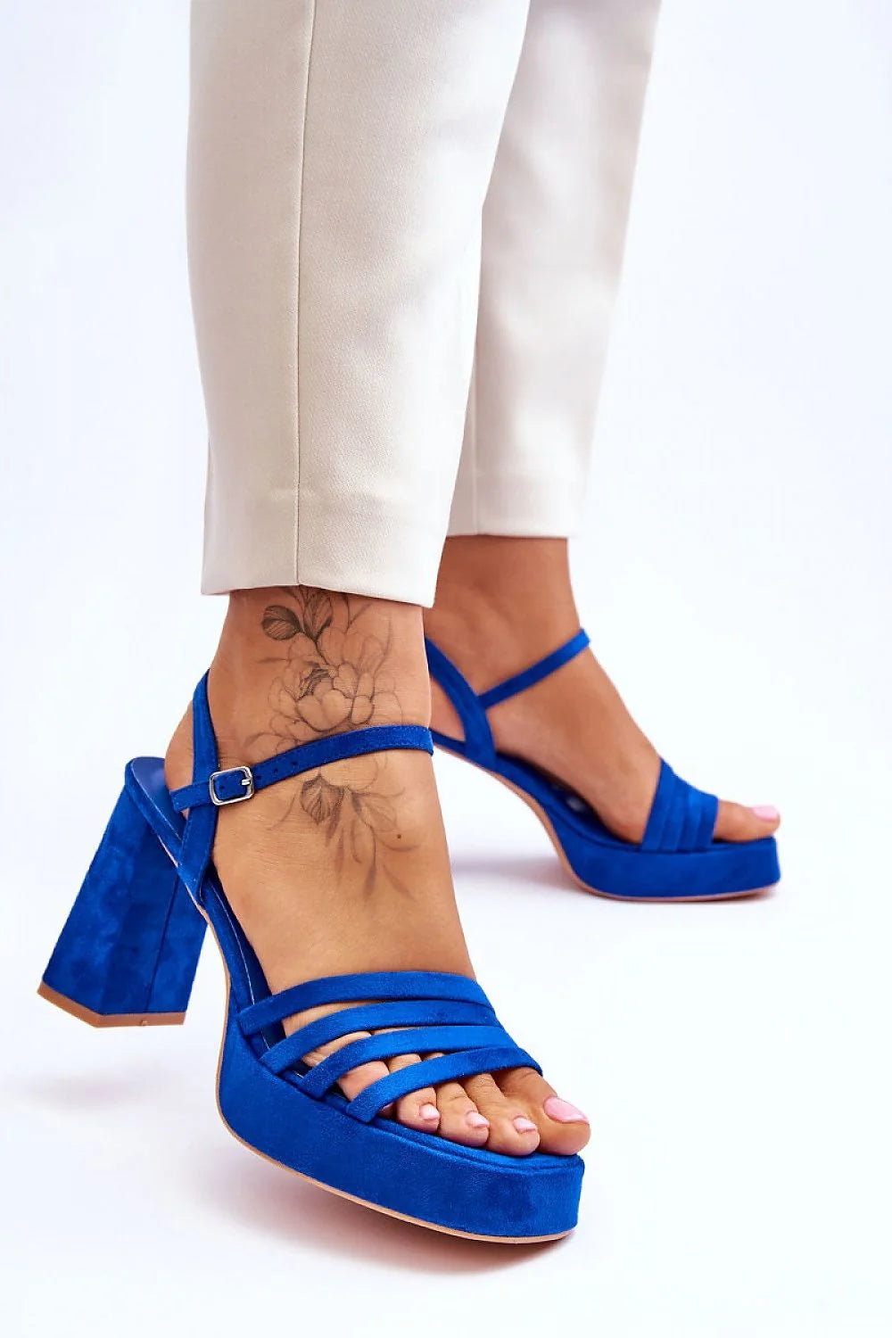 sandales talons aiguille femmes style rétro suédine ajustables cheville bleu vif élégantes confortables semelle caoutchouc brides boucle haute soirée estivales
