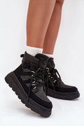 bottines montantes femme doublées fourrure synthétique simili cuir suédine col matelassé lacets fermeture éclair plateforme épaisse semelle crantée adhérence confort