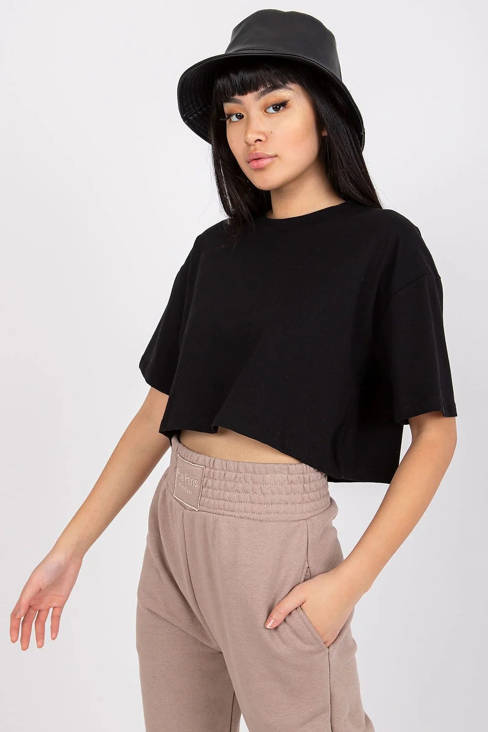 T-shirt crop blanc femme mode élégant tendance coton 90% élasthanne 10% coupe ample manches courtes