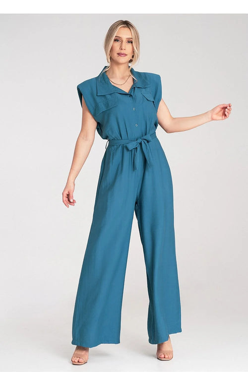 Combinaison femme élégante style années 80 largeur des hanches ceinture ajustable détails décoratifs polyester viscose