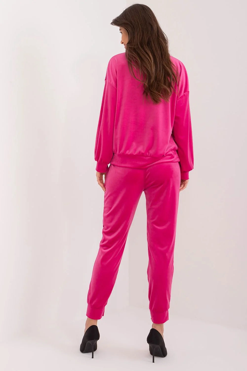 Ensemble femme Italie Moda velours rose style décontracté-chic épaule nouée taille élastiquée occasion city