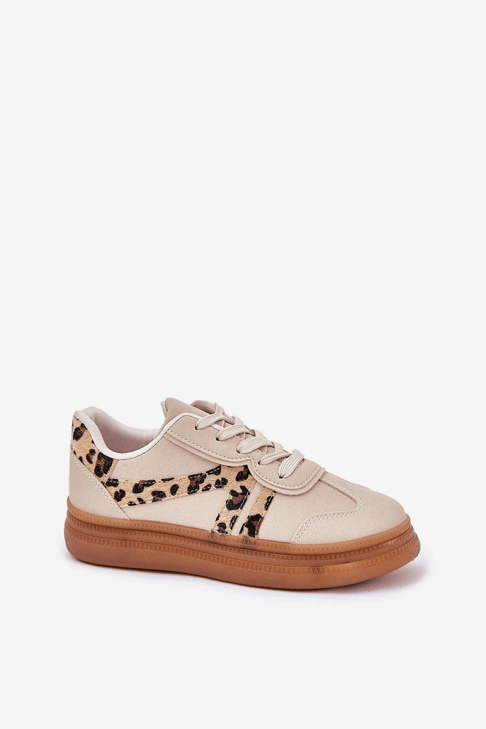 Chaussures de sport pour femmes Step in style, style moderne, cuir suédé écologique, beige, motif léopard, semelle confort, talon rembourré, baskets polyvalentes, look élégant et décontracté