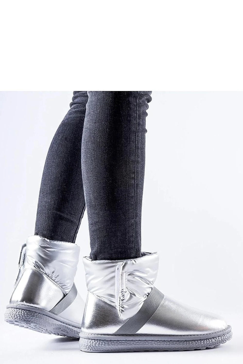 Bottes de neige pour femmes design moderne futuriste finition métallique argentée haute qualité confortables