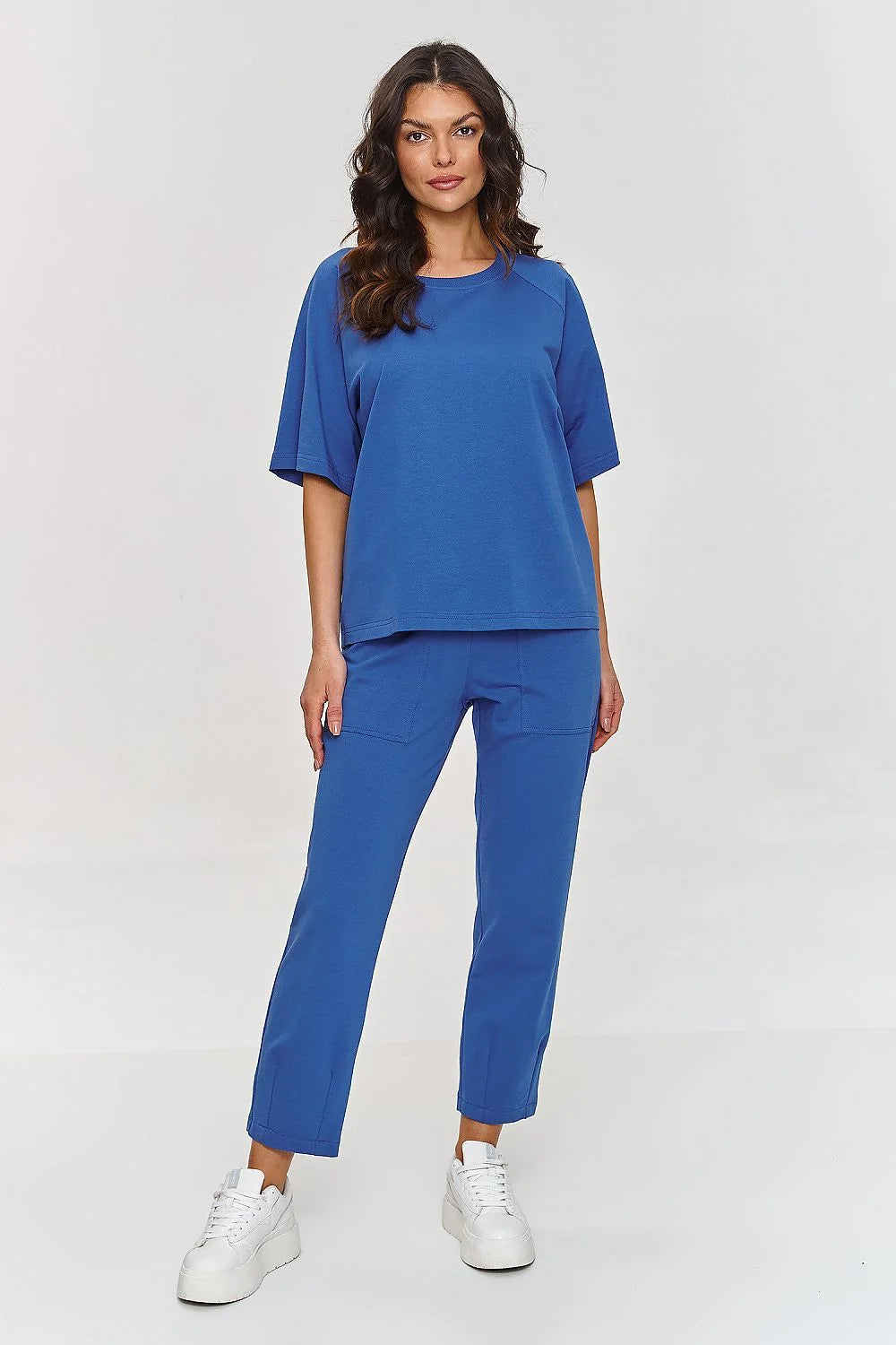 Ensemble Makadamia pour femme, haut ample manches raglan, pantalon taille élastique, poches plaquées, style moderne et confortable
