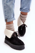 Bottes de neige pour femmes en suédine noire et fourrure blanche, design moderne et confortable, automne/hiver