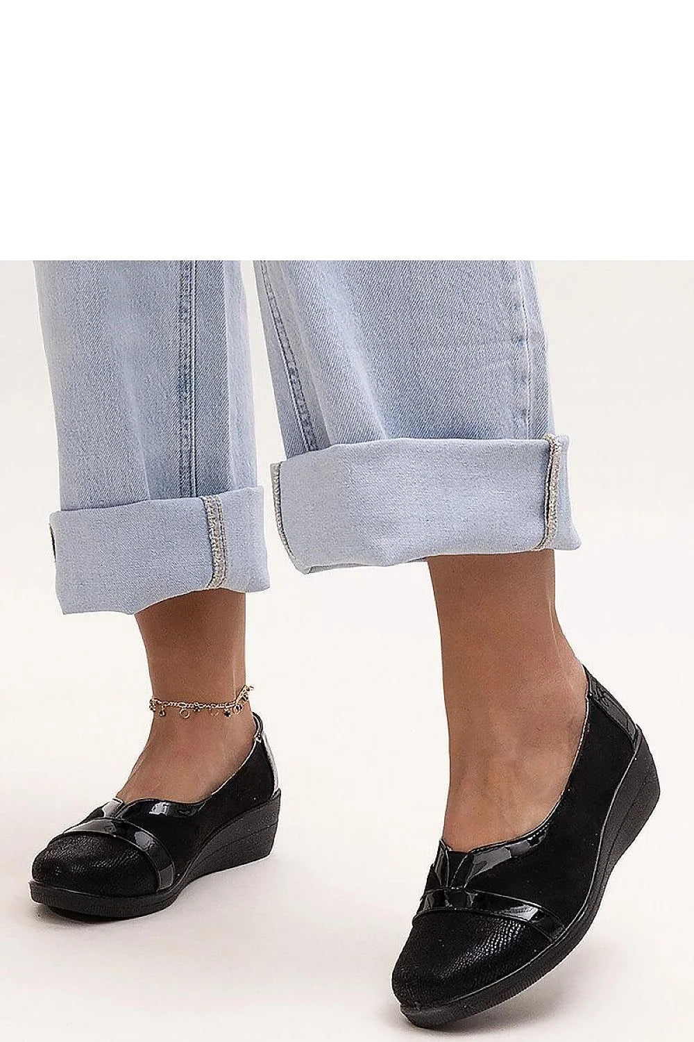 Chaussures Basses pour Femmes élégantes en Cuir Verni noir talon compensé style décontracté occasion quotidienne Sundown