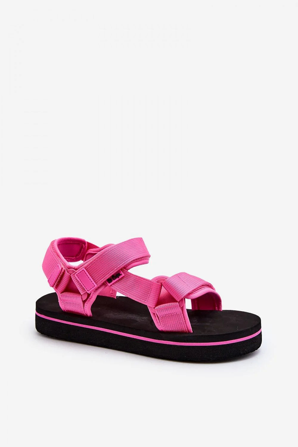 Sandales femmes design sportif moderne couleur rose vif ajustables Velcro semelle caoutchouc amorti 3 cm plateforme tissu été