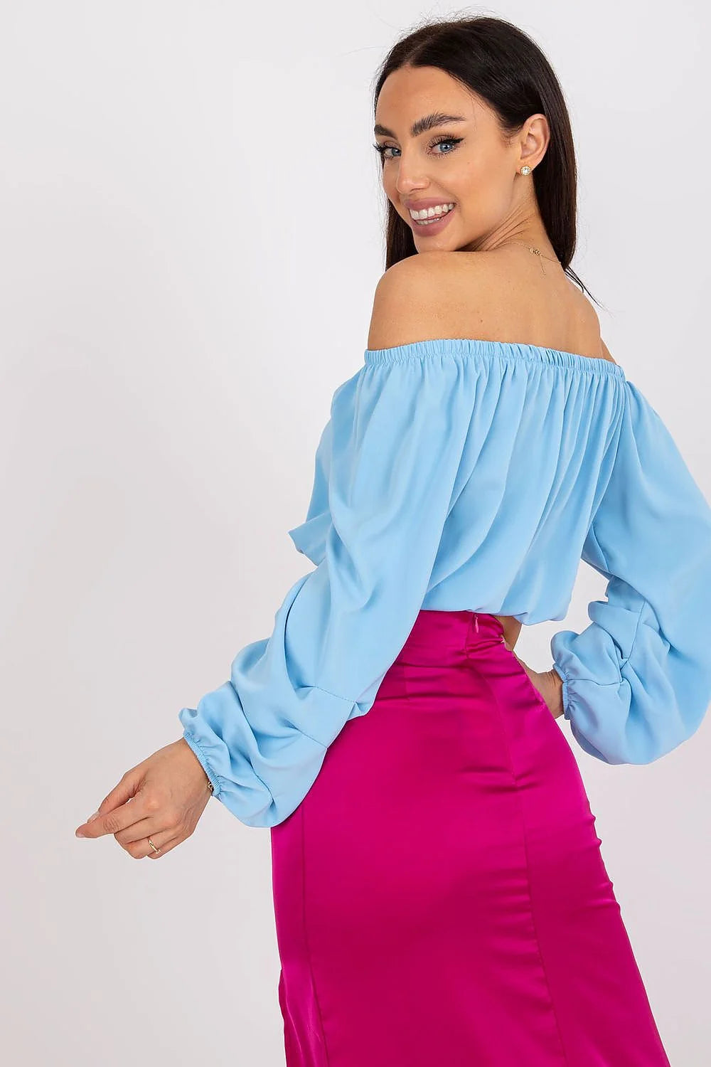 Chemisier à épaules nues style moderne manches longues en polyester 100% pour femmes été tendance Italie Moda
