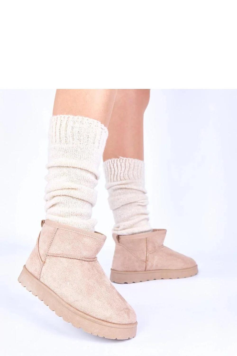 bottes neige beiges doublées fourrure Roelle Gemre suédine tige cheville bout arrondi semelle plateforme crantée cocooning confortable isolantes adhérentes