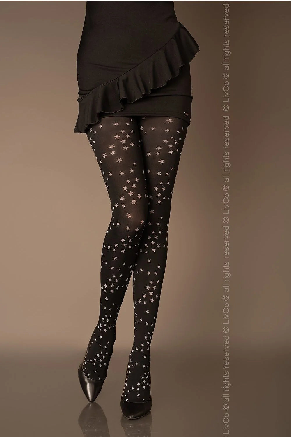 Collants noir nylon chic étoiles lumineuses tendance hiver confort mode femme 80 DEN ajustés