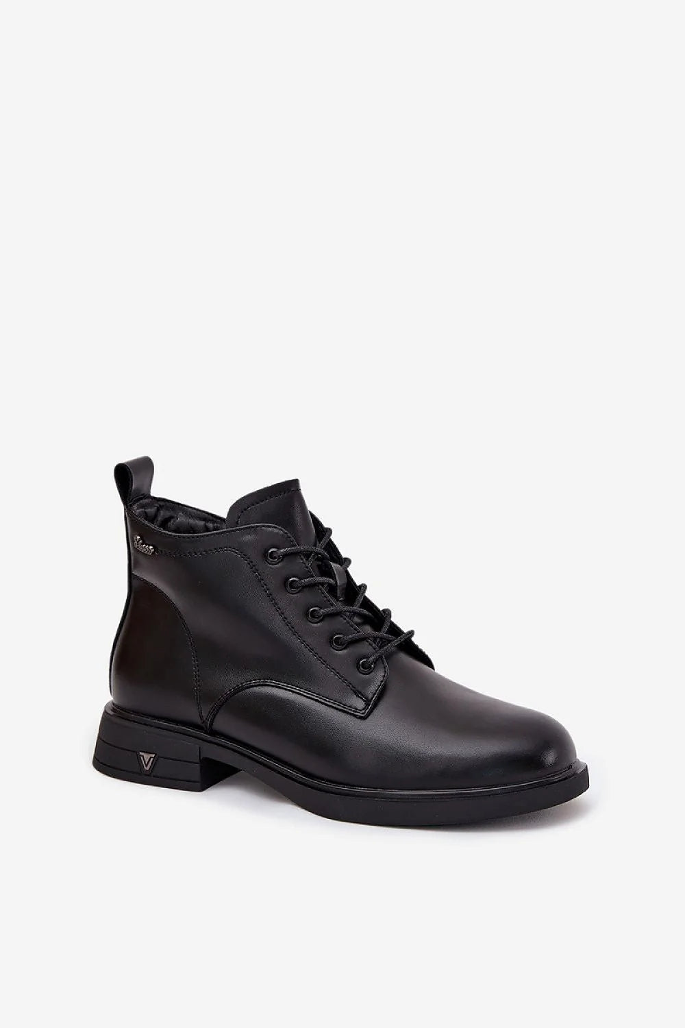 bottines femme Vinceza cuir naturel noir bout rond lacets fermeture éclair latérale œillets métalliques semelle gomme talon carré