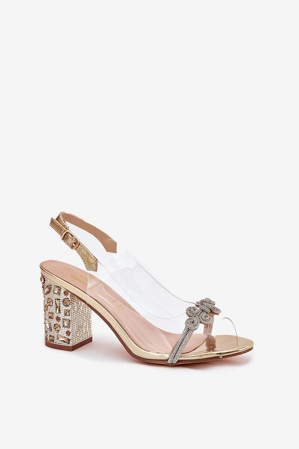 Sandales féminines élégantes transparentes talon colonne crystals zircons confort cuir naturel occasion spéciale femmes