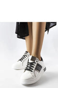 baskets Solea femme basses cuir synthétique blanches semelle épaisse bout rond lacets noirs strass latéral métallisés talon rembourré confortable élégant