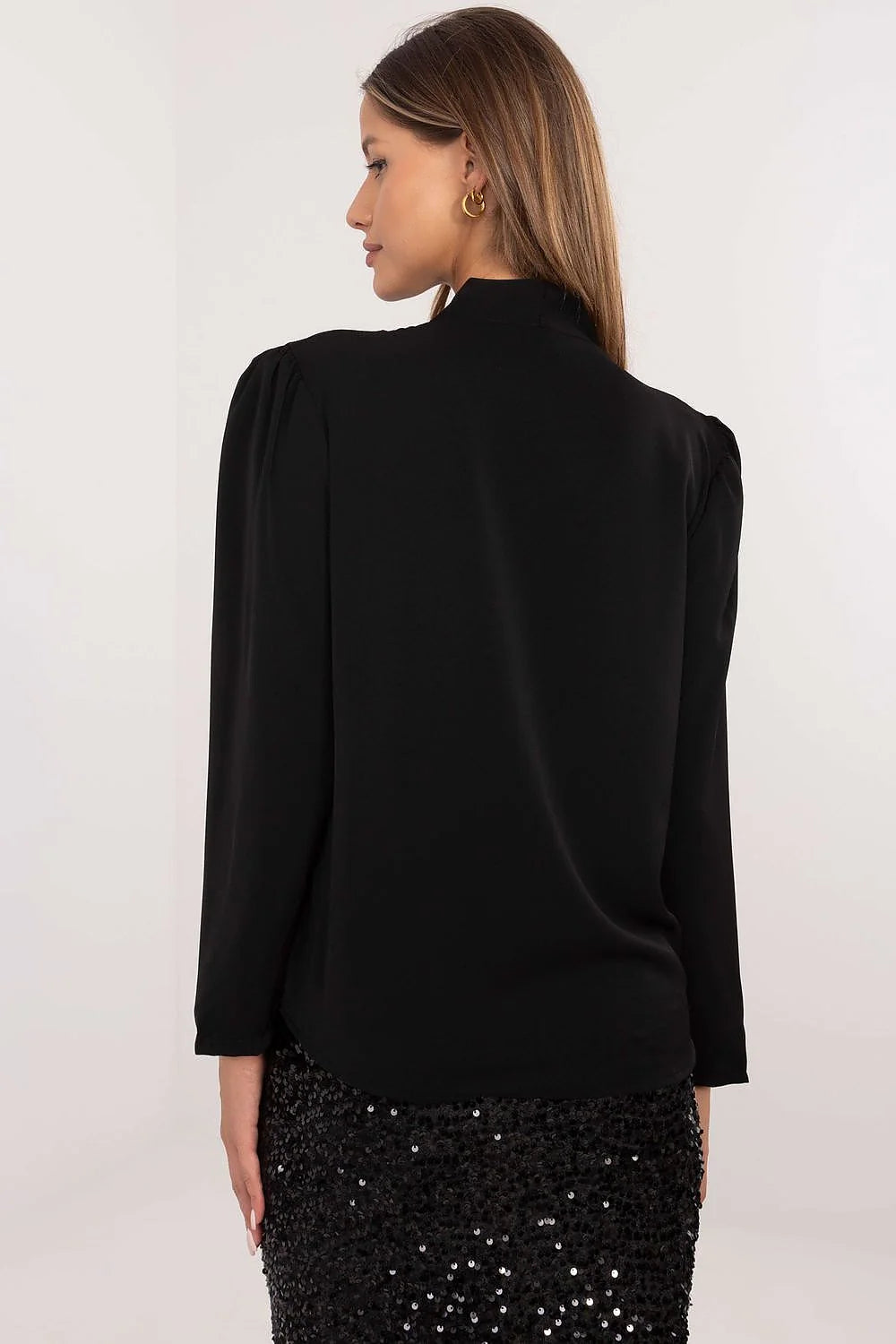 Chemisier Italy Moda élégant pour femmes en viscose et polyester, manches longues, encolure en cœur, occasionnels formels et soirées