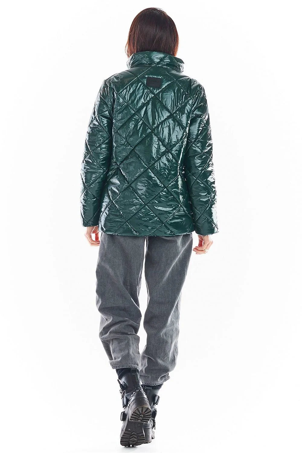 Veste matelassée femme polyester moderne élégante col relevable boutons pression poches latérales hiver stylé