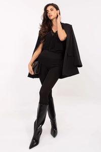 legging côtelé taille haute moulant stretch polyester extensible maintien silhouette fuselée confort quotidien sportif chic bureau soirée femme noir