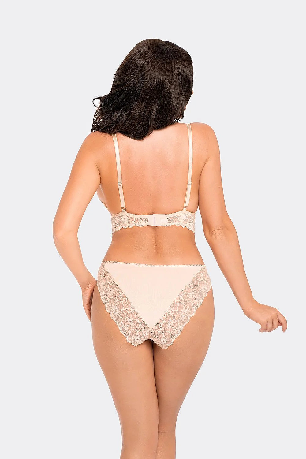 Ensemble Babell lingerie dentelle floral nude femmes soutien-gorge bralette culotte taille haute coton elastane confort style sophistiqué