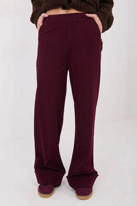 pantalon palazzo large bordeaux profond taille haute jambe droite ample ourlet long effet sol fluide extensible ceinture plate poches latérales