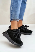 Chaussures de sport Step in style pour femmes, baskets modernes en daim naturel, style urbain, confort maximal, semelle épaisse, lacets épais, look décontracté, mode quotidienne