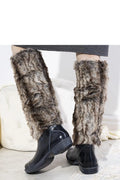 guêtres fourrure synthétique femmes longueur genou brun gris marbré pelucheuse chaude cosy montagnard glamour