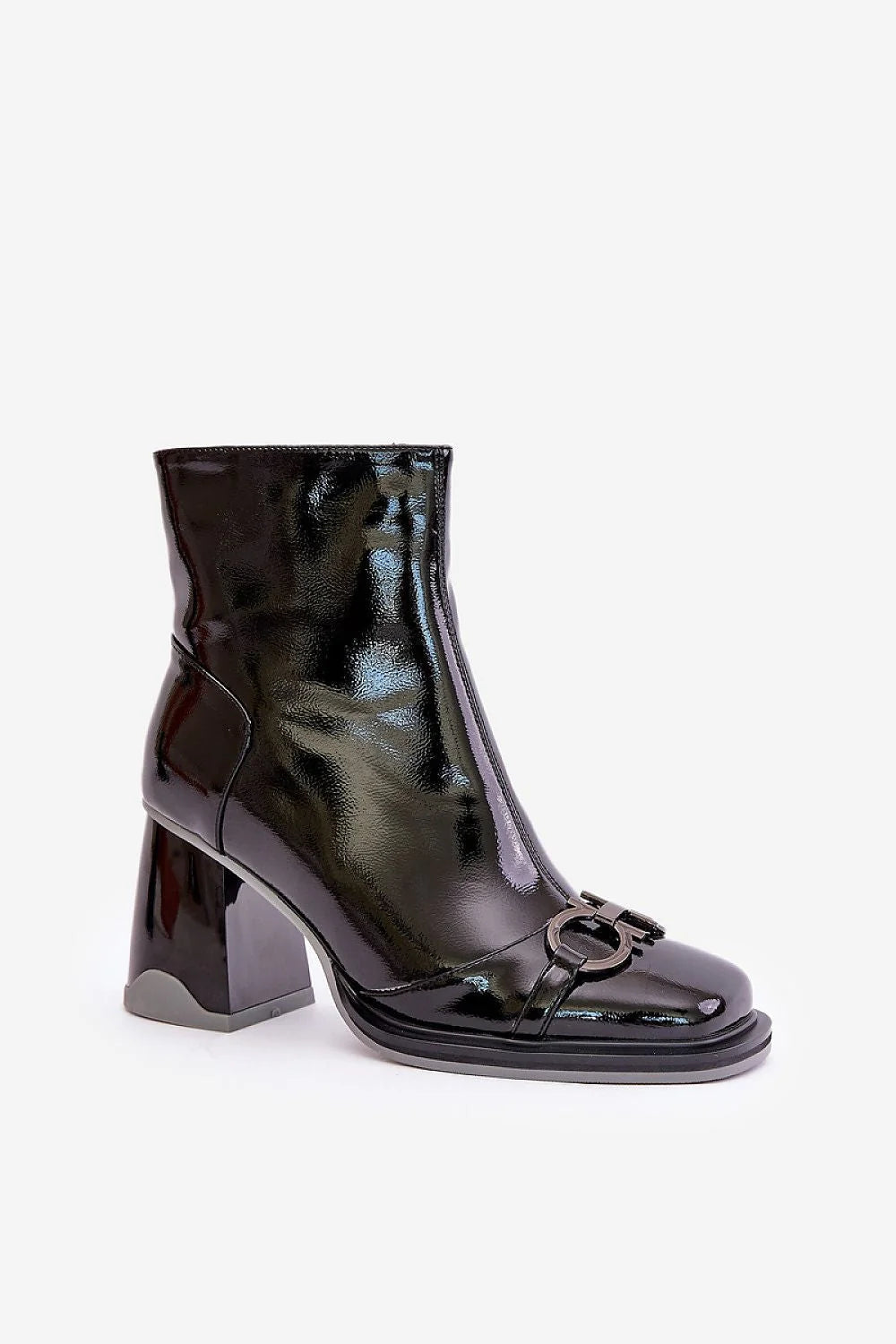 Bottes pour femme style élégant talon bloc cuir verni automne-hiver décontracté élégant collection tendance