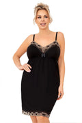 Chemise de nuit Donna nuisette élégante noire dentelle ajustable grandes tailles femmes confortable